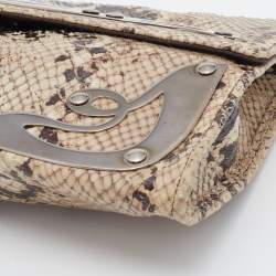 Miu Miu Beige Python Embossed Leather Flap Shoulder Bag