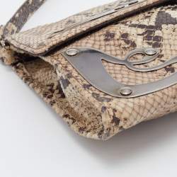 Miu Miu Beige Python Embossed Leather Flap Shoulder Bag
