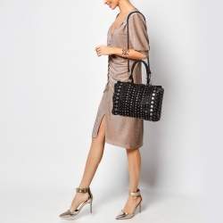 Miu Miu Black Leather Studded Monk Bag