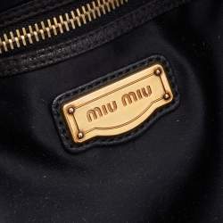 Miu Miu Black Leather Studded Monk Bag