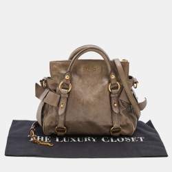 مملوكة مسبقًا Miu Miu Taupe Vitello Lux Leather Bow Satchel