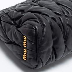 Pre Owned Miu Miu Black Matelassé Leather Frame Clutch