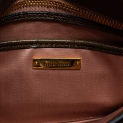 Miu Miu Olive Green Madras Leather Push Lock Flap Top Handle Bag