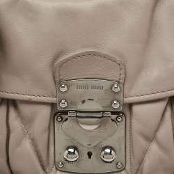 Miu Miu Beige Matelasse Leather Sacca 2 Shoulder Bag