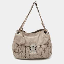 Miu Miu Beige Matelasse Leather Sacca 2 Shoulder Bag