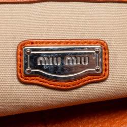 Pre Owned Miu Miu Orange Vitello Daino Leather Front Zipped Shopper Tote