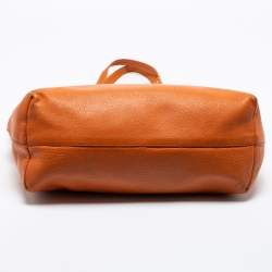 Pre Owned Miu Miu Orange Vitello Daino Leather Front Zipped Shopper Tote