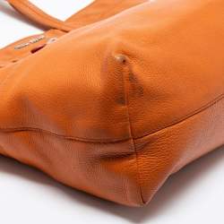 Pre Owned Miu Miu Orange Vitello Daino Leather Front Zipped Shopper Tote