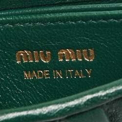 Pre Owned Miu Miu Green Matelasse Leather Card Holder