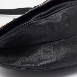 Pre Owned Miu Miu Black Leather Studded Flap Shoulder Bag