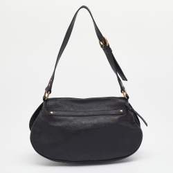 Pre Owned Miu Miu Black Leather Studded Flap Shoulder Bag