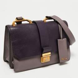 Miu Miu Two Tone Madras Leather Flap Crossbody Bag