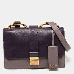 Miu Miu Two Tone Madras Leather Flap Crossbody Bag