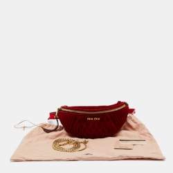 Miu Miu Red Matelassé Velvet Belt Bag