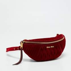 Miu Miu Red Matelassé Velvet Belt Bag