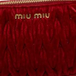 Miu Miu Red Matelassé Velvet Belt Bag