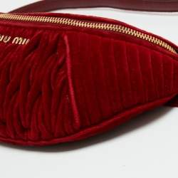 Miu Miu Red Matelassé Velvet Belt Bag