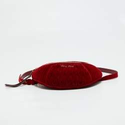 Miu Miu Red Matelassé Velvet Belt Bag