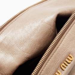 Miu Miu Beige Glazed Leather Bow Tote