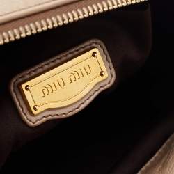 Miu Miu Beige Glazed Leather Bow Tote