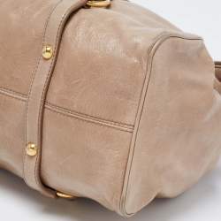 Miu Miu Beige Glazed Leather Bow Tote