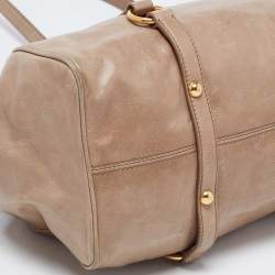 Miu Miu Beige Glazed Leather Bow Tote