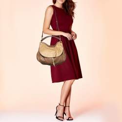Miu Miu Tri Color Ostrich and Leather Top Handle Bag