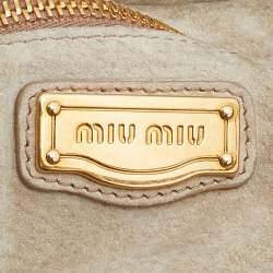 Miu Miu Tri Color Ostrich and Leather Top Handle Bag