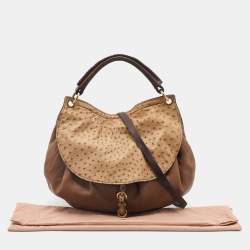 Miu Miu Tri Color Ostrich and Leather Top Handle Bag