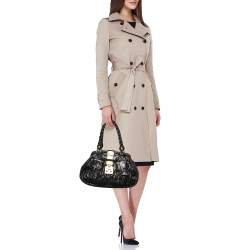 Miu Miu Black Matelassé Leather Coffer Frame Satchel