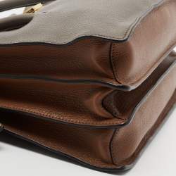 Miu Miu Grey /Brown Madras Leather Push Lock Tote
