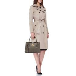 Miu Miu Grey /Brown Madras Leather Push Lock Tote