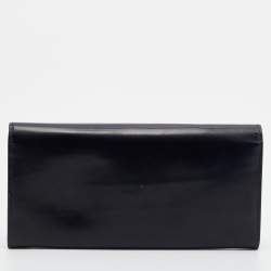Pre Owned Miu Miu Black Matte Leather Continental Wallet