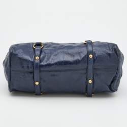 Pre Owned Miu Miu Blue Vitello Lux Leather Bow Bag