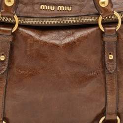 مملوكة مسبقًا Miu Miu Brown Vitello Lux Leather Bow Bag