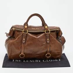 مملوكة مسبقًا Miu Miu Brown Vitello Lux Leather Bow Bag