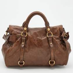 مملوكة مسبقًا Miu Miu Brown Vitello Lux Leather Bow Bag