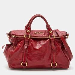 Pre Owned Miu Miu Red Leather Bow Satchel