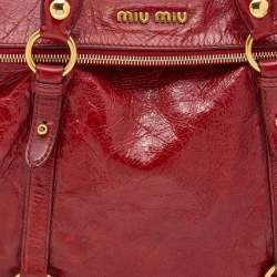 Pre Owned Miu Miu Red Leather Bow Satchel