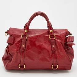Pre Owned Miu Miu Red Leather Bow Satchel