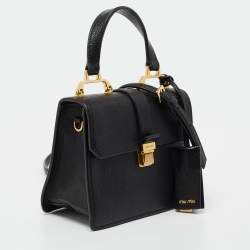 Miu Miu Black Leather Mini Madras Top Handle Bag