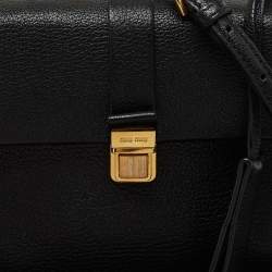 Miu Miu Black Leather Mini Madras Top Handle Bag