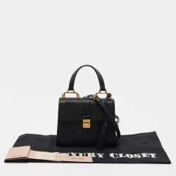 Miu Miu Black Leather Mini Madras Top Handle Bag