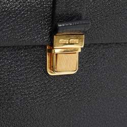 Miu Miu Black Leather Mini Madras Top Handle Bag
