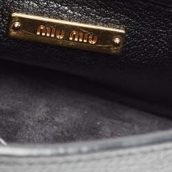 Miu Miu Black Leather Mini Madras Top Handle Bag