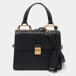 Miu Miu Black Leather Mini Madras Top Handle Bag