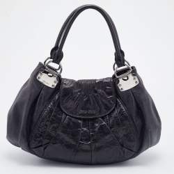 Miu Miu Deep Violet Leather Gathered Hobo 