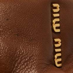 Miu Miu Brown Leather Frame Metal Clutch