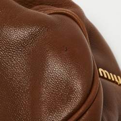 Miu Miu Brown Leather Frame Metal Clutch