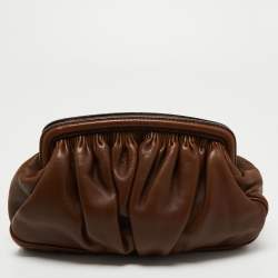 Miu Miu Brown Leather Frame Metal Clutch